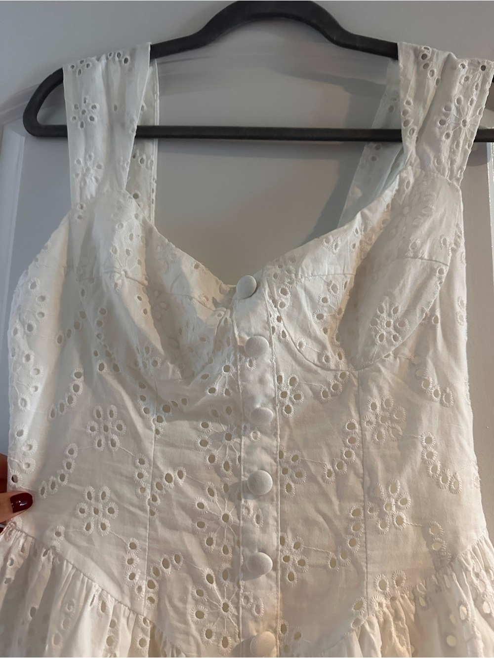 White Eyelet Button-Front Sundress - Picture 2 of 3